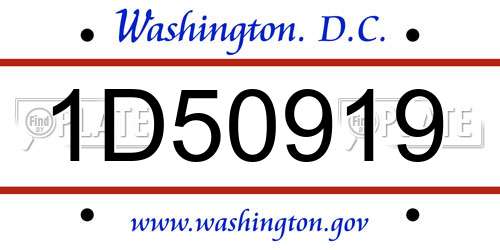1D50919 District Of Columbia License Plate