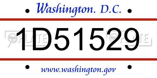 1D51529 District Of Columbia License Plate