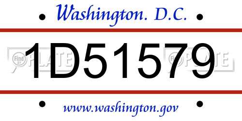1D51579 District Of Columbia License Plate