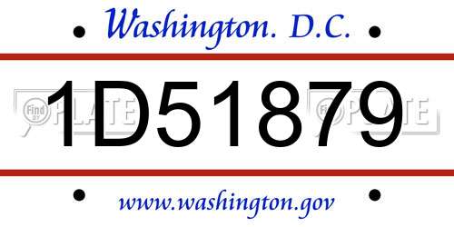 1D51879 District Of Columbia License Plate