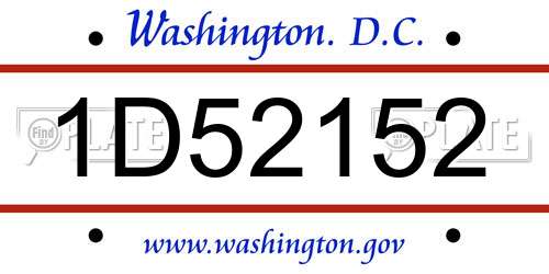 1D52152 District Of Columbia License Plate