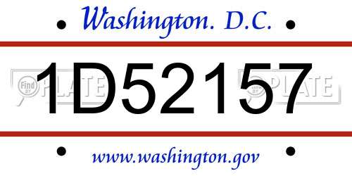 1D52157 District Of Columbia License Plate