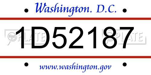 1D52187 District Of Columbia License Plate