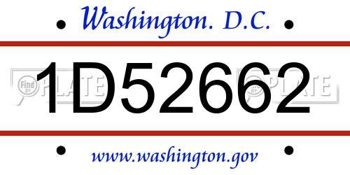 1D52662 District Of Columbia License Plate