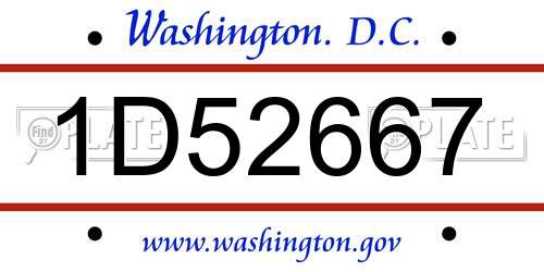 1D52667 District Of Columbia License Plate