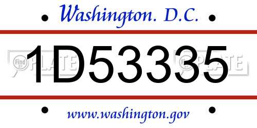 1D53335 District Of Columbia License Plate