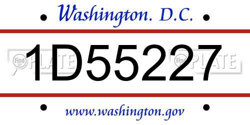 1D55227 District Of Columbia License Plate