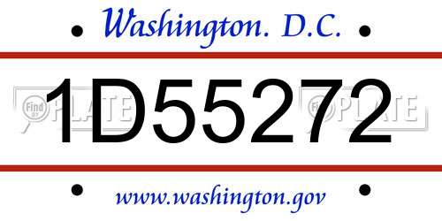1D55272 District Of Columbia License Plate