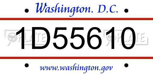 1D55610 District Of Columbia License Plate