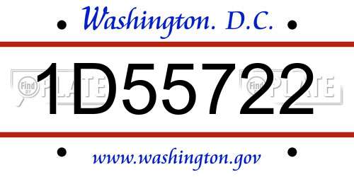 1D55722 District Of Columbia License Plate