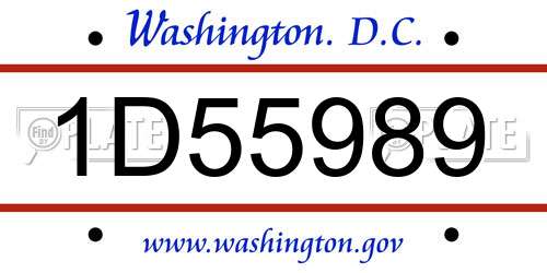 1D55989 District Of Columbia License Plate