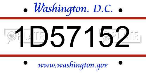 1D57152 District Of Columbia License Plate