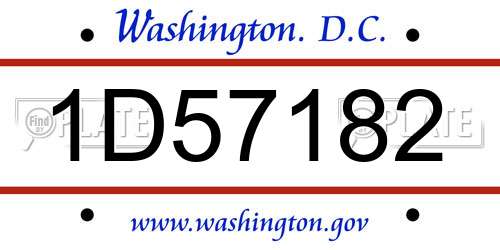 1D57182 District Of Columbia License Plate