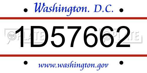 1D57662 District Of Columbia License Plate