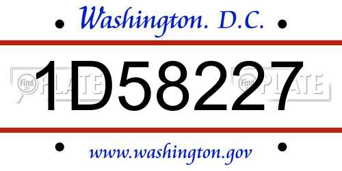 1D58227 District Of Columbia License Plate