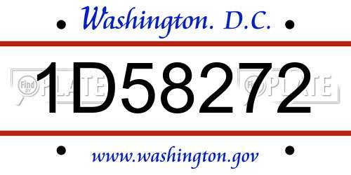 1D58272 District Of Columbia License Plate