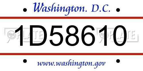 1D58610 District Of Columbia License Plate
