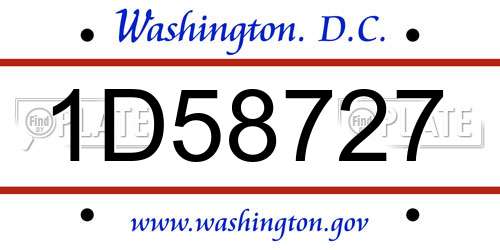 1D58727 District Of Columbia License Plate