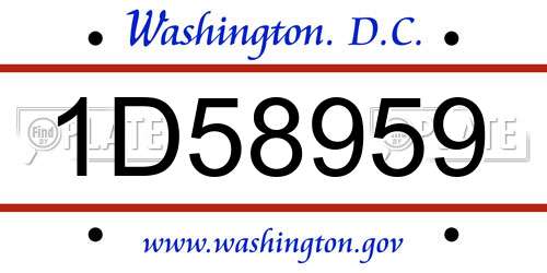 1D58959 District Of Columbia License Plate