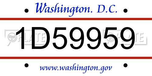 1D59959 District Of Columbia License Plate