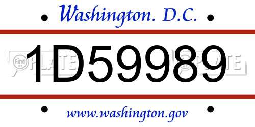 1D59989 District Of Columbia License Plate