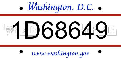 1D68649 District Of Columbia License Plate