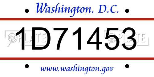 1D71453 District Of Columbia License Plate