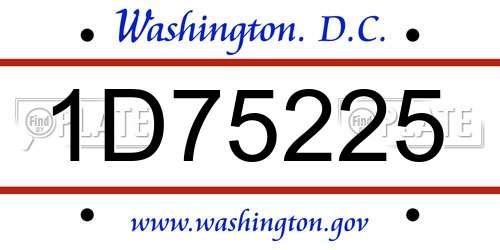 1D75225 District Of Columbia License Plate