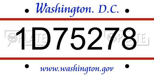 1D75278 District Of Columbia License Plate