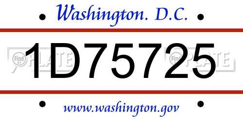 1D75725 District Of Columbia License Plate