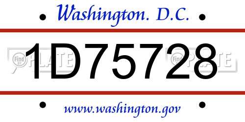 1D75728 District Of Columbia License Plate