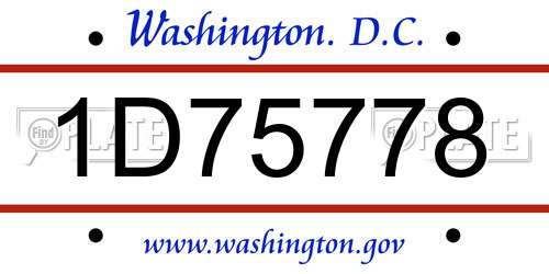 1D75778 District Of Columbia License Plate