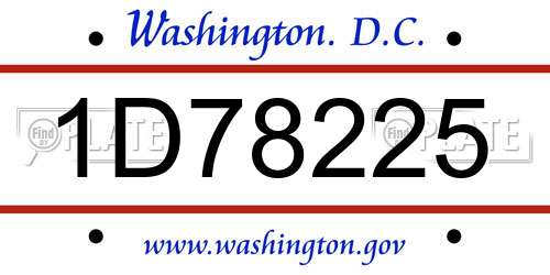 1D78225 District Of Columbia License Plate