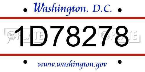 1D78278 District Of Columbia License Plate
