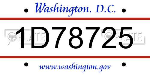 1D78725 District Of Columbia License Plate