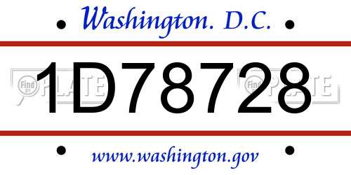 1D78728 District Of Columbia License Plate