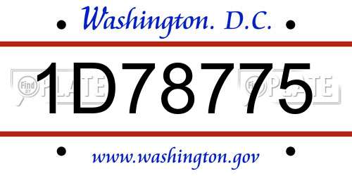 1D78775 District Of Columbia License Plate