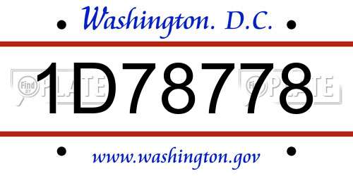 1D78778 District Of Columbia License Plate