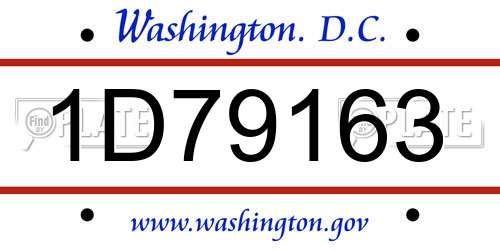 1D79163 District Of Columbia License Plate