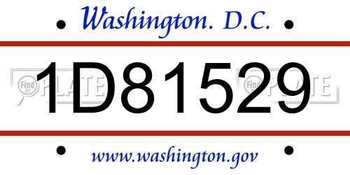 1D81529 District Of Columbia License Plate