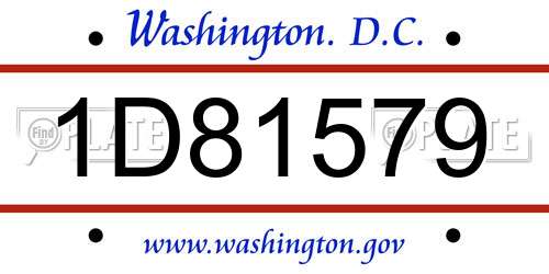 1D81579 District Of Columbia License Plate