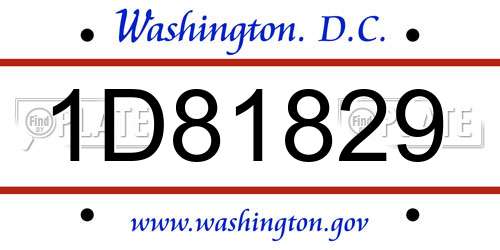 1D81829 District Of Columbia License Plate