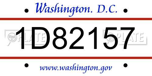 1D82157 District Of Columbia License Plate