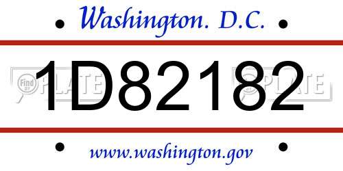 1D82182 District Of Columbia License Plate