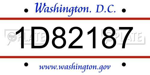1D82187 District Of Columbia License Plate