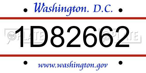 1D82662 District Of Columbia License Plate