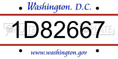 1D82667 District Of Columbia License Plate