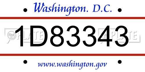 1D83343 District Of Columbia License Plate