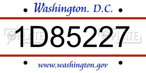 1D85227 District Of Columbia License Plate