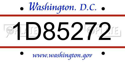 1D85272 District Of Columbia License Plate
